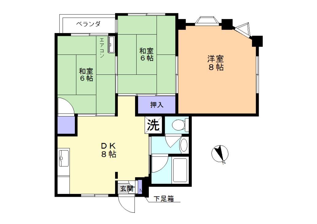 サンハイツアサヒ(3DK/2階)の間取り写真