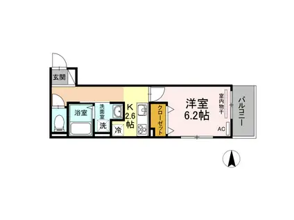 リッツレジデンスA棟(1K/2階)の間取り写真