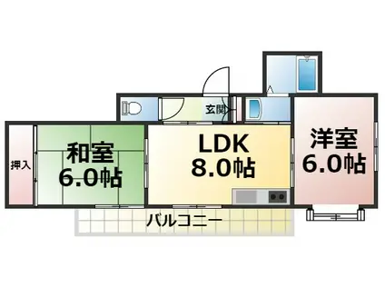 鹿島マンション(2LDK/3階)の間取り写真