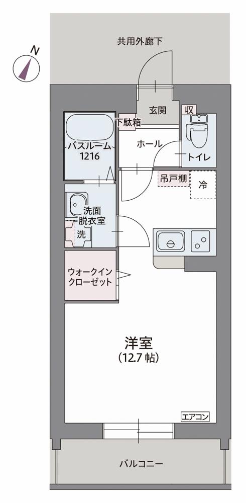 コリーヌ デュ リオン(ワンルーム/2階)の間取り写真