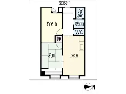 パークハイムフモト(2DK/5階)の間取り写真