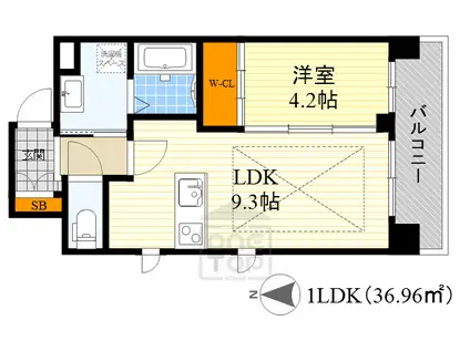 第26関根マンション(1LDK/11階)の間取り写真