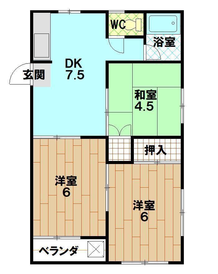 メゾン山崎(3DK/2階)の間取り写真