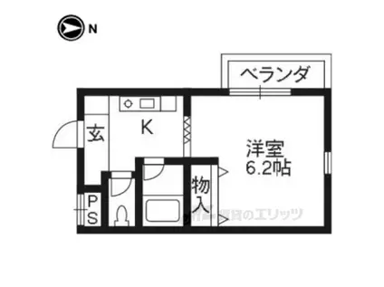 ラトゥールYG(1K/1階)の間取り写真