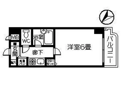 トーカンキャステール交通局前(1K/6階)の間取り写真