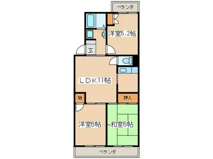 グレイスコート(3LDK/2階)の間取り写真