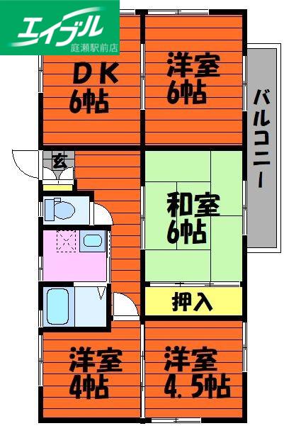 コーポみやび(3SDK/1階)の間取り写真