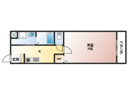 三協ハイツII(1K/2階)の間取り写真