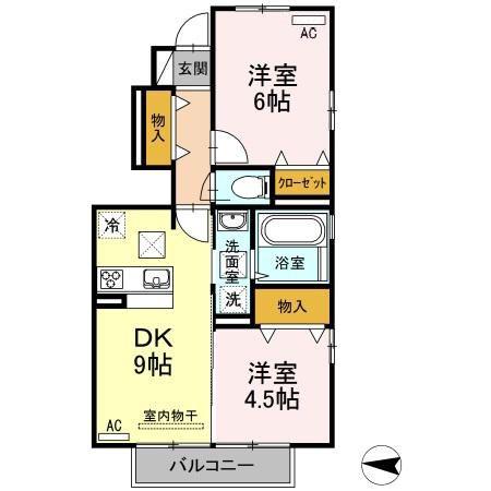 グリーンパーク市原B棟(2DK/1階)の間取り写真