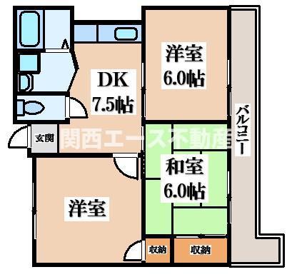 フリーディオ石切(3DK/2階)の間取り写真