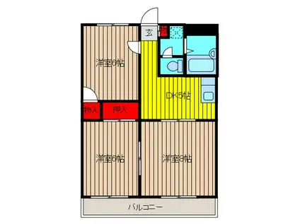 ガーデンヒルズ(3DK/2階)の間取り写真