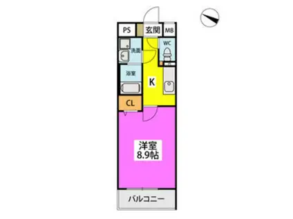 URBAN WEALTH(1K/4階)の間取り写真