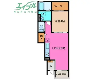 エトワール白梅(1LDK/1階)の間取り写真