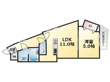 ブロンテ長田戸崎通(1LDK/1階)の間取り写真