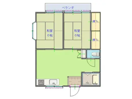 マルワレジデンス石下第二 A(2DK/2階)の間取り写真
