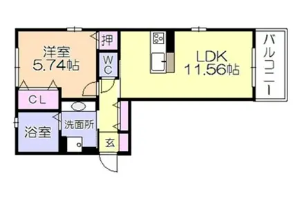 ブレイティア(1LDK/2階)の間取り写真