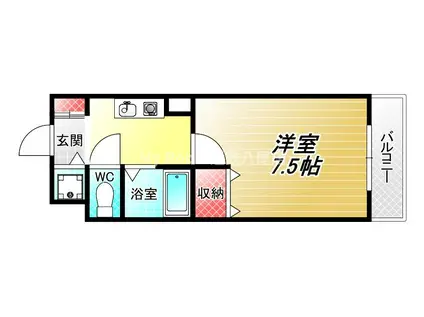 メゾンソレイユ(1K/1階)の間取り写真