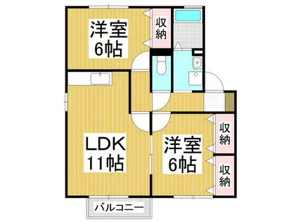 リヴィエールB(2LDK/2階)の間取り写真