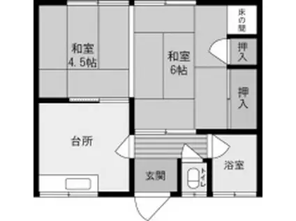 清風荘(2DK/2階)の間取り写真