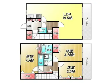 ガーデンハイツ加美(3LDK/4階)の間取り写真
