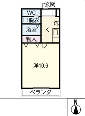KHグランドールII(1K/2階)の間取り写真