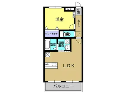 アスカーサ(1LDK/1階)の間取り写真