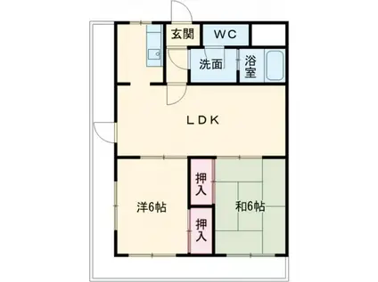 アベニュー黒崎(2LDK/3階)の間取り写真