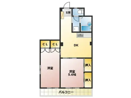 コートヒルズ(2DK/2階)の間取り写真