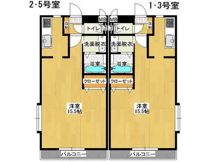 ペティート(ワンルーム/2階)の間取り写真