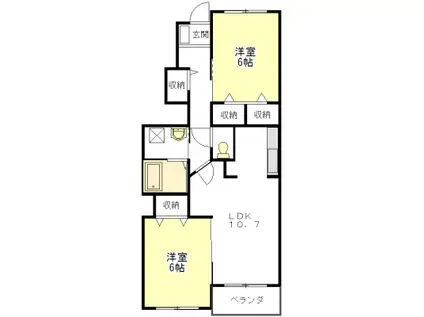 レジデンスブロッコリーE(2LDK/1階)の間取り写真