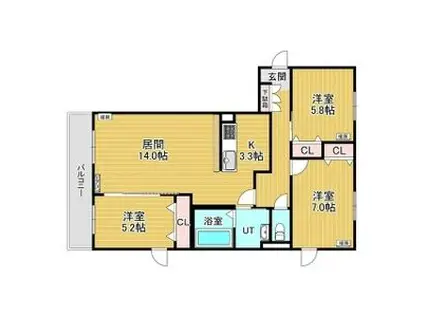 レジデンス白石中央III(3LDK/4階)の間取り写真