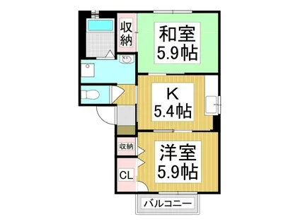 シェソワ・セレーノ C(2K/2階)の間取り写真