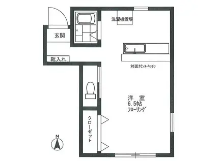 フラット鷹の台(ワンルーム/1階)の間取り写真