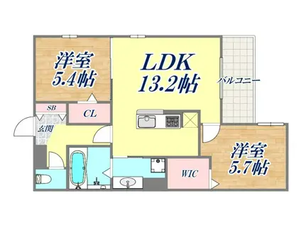 サンパティーク住吉(2LDK/1階)の間取り写真