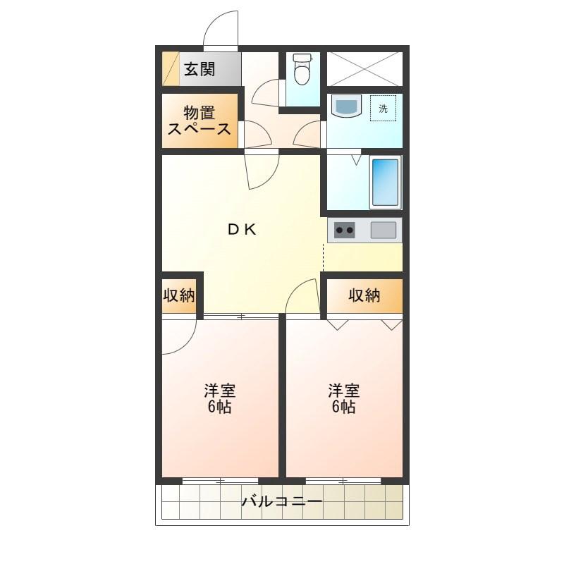 南晒屋コーポ(2DK/5階)の間取り写真