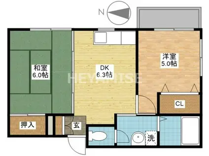 アミティI(2DK/2階)の間取り写真