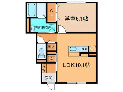 グランドールKR I(1LDK/1階)の間取り写真