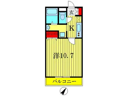 エルシオン(1K/2階)の間取り写真
