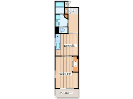 フェリチェカーサ友彩(1DK/3階)の間取り写真