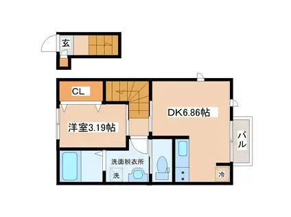 ラチッタ郡山(1DK/2階)の間取り写真