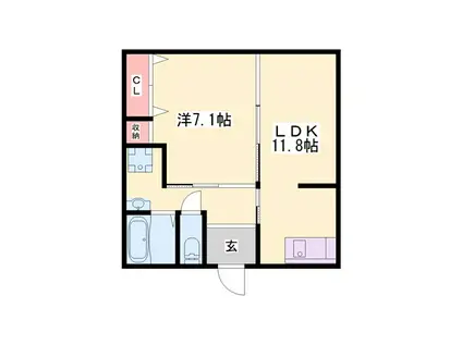 コンフォートブルマツモト(1LDK/1階)の間取り写真