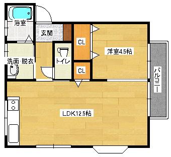 Nコーポ(1LDK/2階)の間取り写真