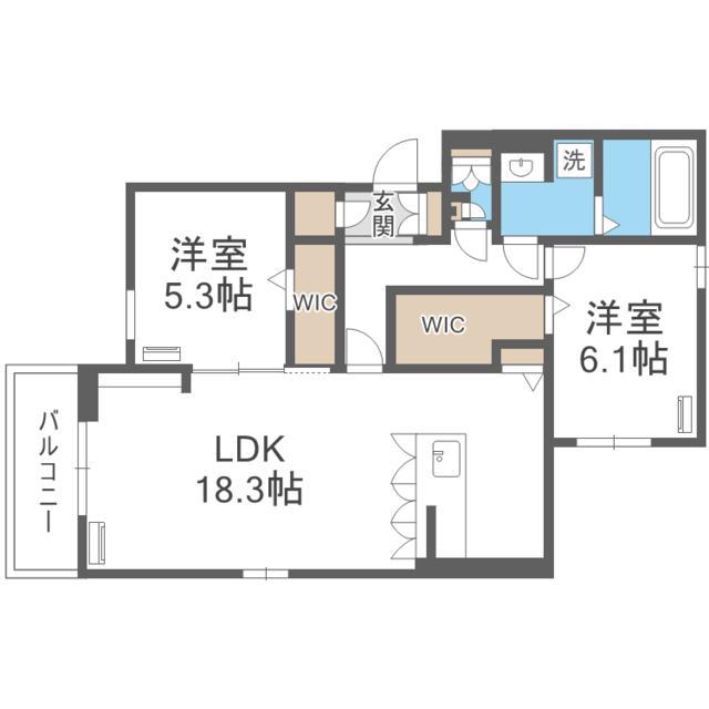 DーROOM美野島(2LDK/1階)の間取り写真