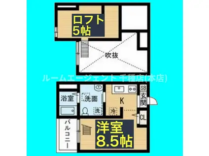 ABISKO(ワンルーム/2階)の間取り写真