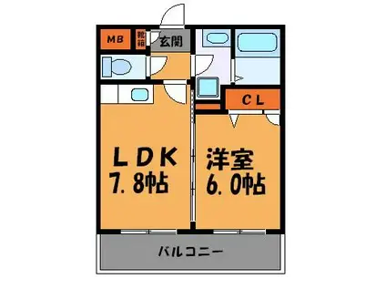 ベイシック大名(1DK/9階)の間取り写真