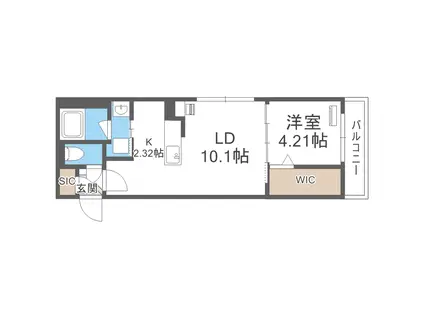 カヴァティーナ(1LDK/3階)の間取り写真