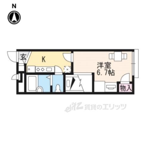 レオパレス蜂ヶ岡(1K/2階)の間取り写真