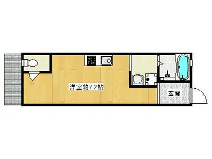 跡部本町テラスハウス(ワンルーム/1階)の間取り写真