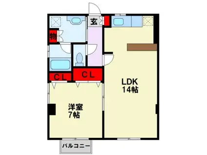 アビタシオン・ドゥ(1LDK/4階)の間取り写真