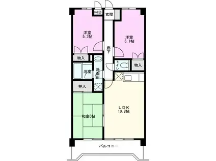 グランパレス鈴木(3LDK/3階)の間取り写真